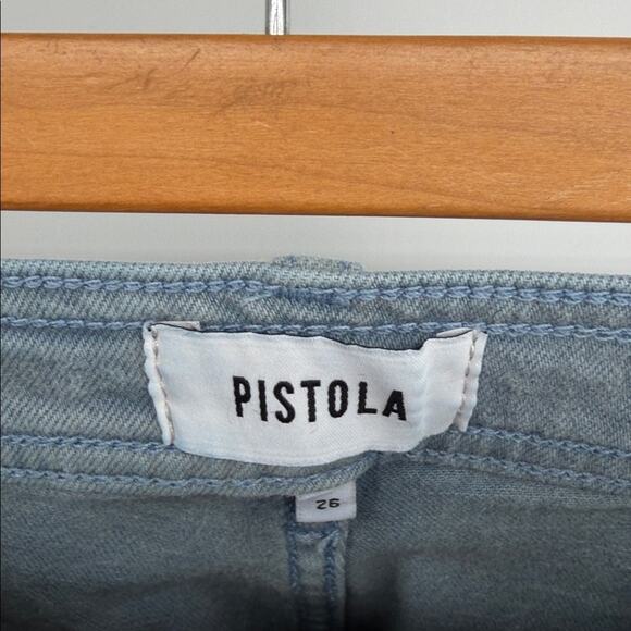 Pistola Penny stretch hi rise wide leg raw hem cropped denim jeans sz 26 - Picture 6 of 8